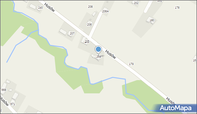 Husów, Husów, 204, mapa Husów