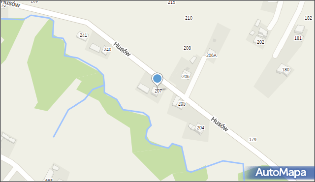 Husów, Husów, 207, mapa Husów