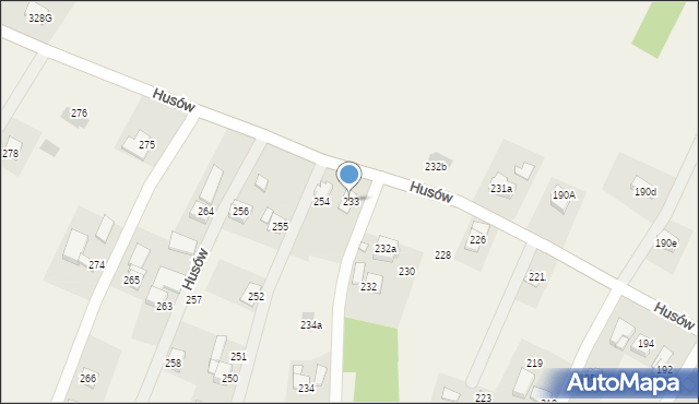 Husów, Husów, 233, mapa Husów
