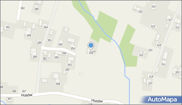 Husów, Husów, 344, mapa Husów