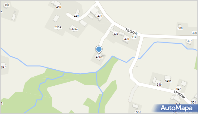 Husów, Husów, 421A, mapa Husów