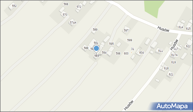 Husów, Husów, 593, mapa Husów