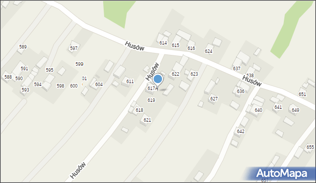 Husów, Husów, 620, mapa Husów