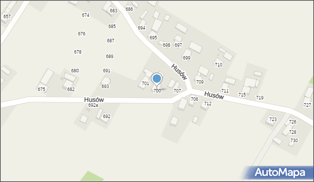 Husów, Husów, 700, mapa Husów
