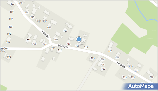 Husów, Husów, 718, mapa Husów