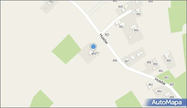Husów, Husów, 853, mapa Husów