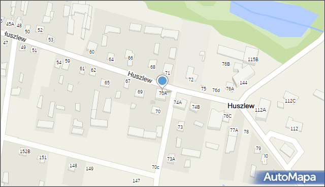 Huszlew, Huszlew, 70A, mapa Huszlew