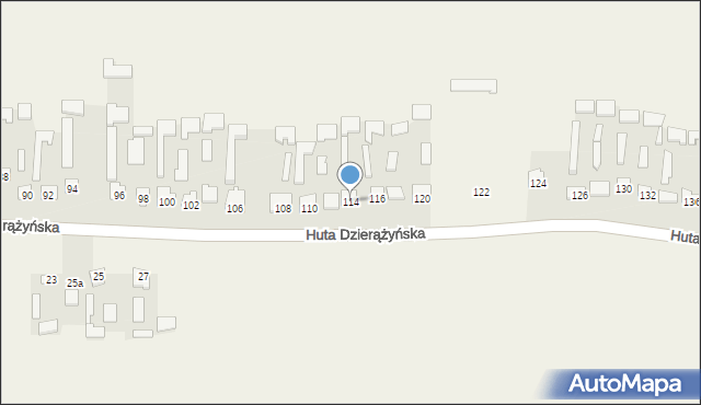 Huta Dzierążyńska, Huta Dzierążyńska, 114, mapa Huta Dzierążyńska
