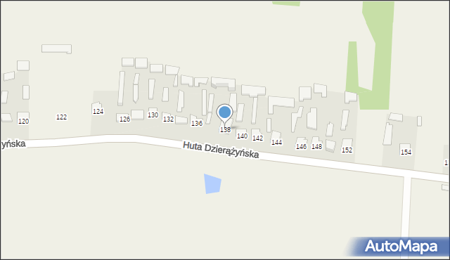 Huta Dzierążyńska, Huta Dzierążyńska, 138, mapa Huta Dzierążyńska