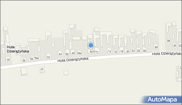Huta Dzierążyńska, Huta Dzierążyńska, 70, mapa Huta Dzierążyńska