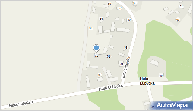 Huta Lubycka, Huta Lubycka, 51, mapa Huta Lubycka