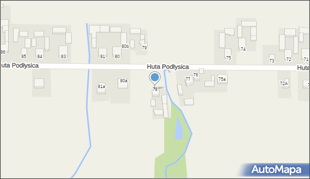 Huta Podłysica, Huta Podłysica, 78, mapa Huta Podłysica