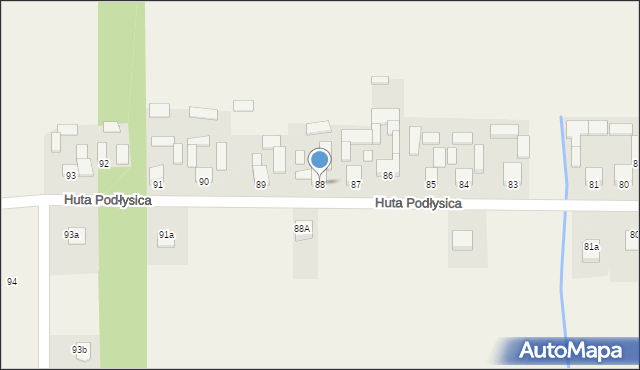 Huta Podłysica, Huta Podłysica, 88, mapa Huta Podłysica