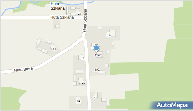 Huta Szklana, Huta Szklana, 11A, mapa Huta Szklana