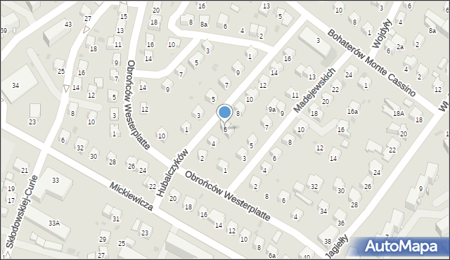 Jasło, Hubalczyków, 6, mapa Jasła