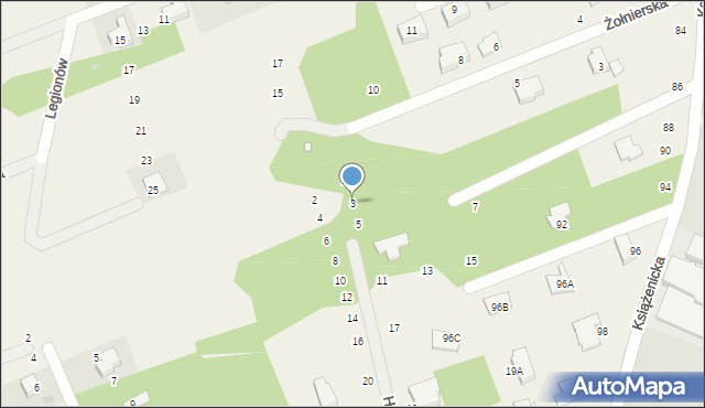 Kady, Husarska, 3, mapa Kady