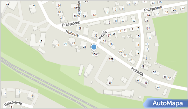 Katowice, Huberta, 35A, mapa Katowic