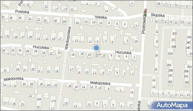 Katowice, Huculska, 12, mapa Katowic