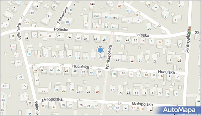 Katowice, Huculska, 17, mapa Katowic