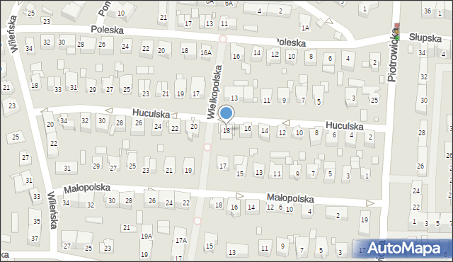 Katowice, Huculska, 18, mapa Katowic