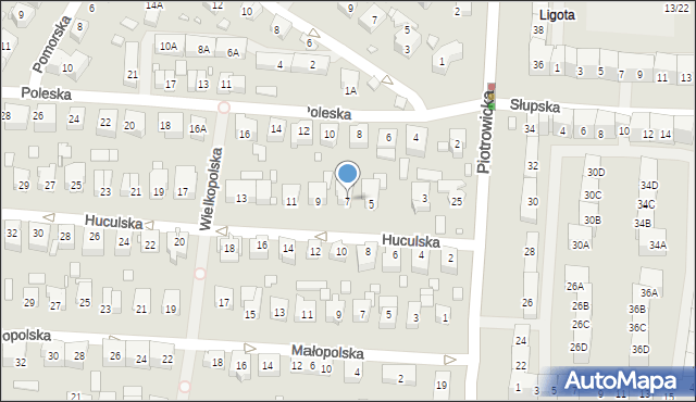 Katowice, Huculska, 7, mapa Katowic