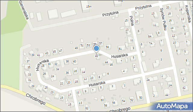 Kędzierzyn-Koźle, Husarska, 42, mapa Kędzierzyna-Koźle
