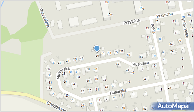 Kędzierzyn-Koźle, Husarska, 49, mapa Kędzierzyna-Koźle