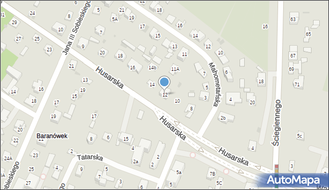 Kielce, Husarska, 12, mapa Kielc