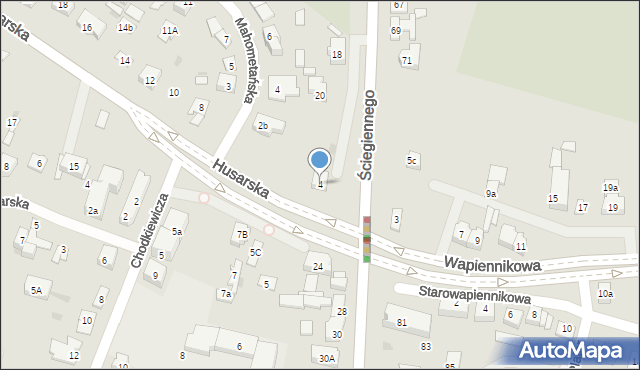 Kielce, Husarska, 4, mapa Kielc