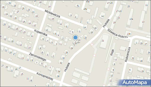 Końskie, Hubala Henryka, mjr., 24, mapa Końskie