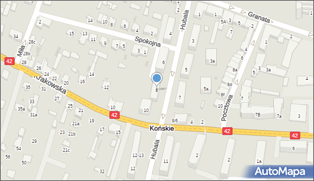 Końskie, Hubala Henryka, mjr., 8, mapa Końskie