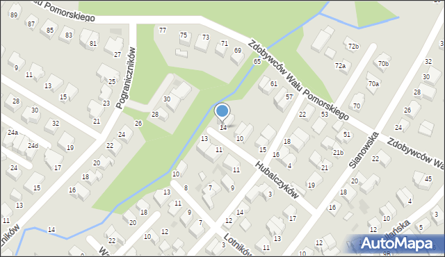 Koszalin, Hubalczyków, 14, mapa Koszalina