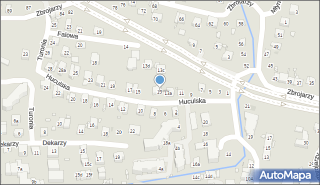 Kraków, Huculska, 13, mapa Krakowa