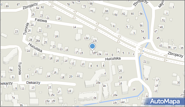 Kraków, Huculska, 13b, mapa Krakowa