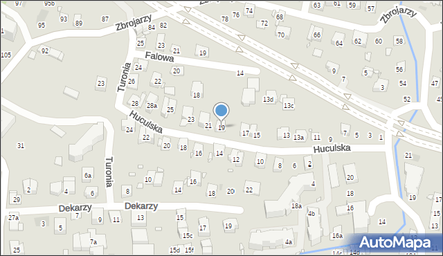 Kraków, Huculska, 19, mapa Krakowa