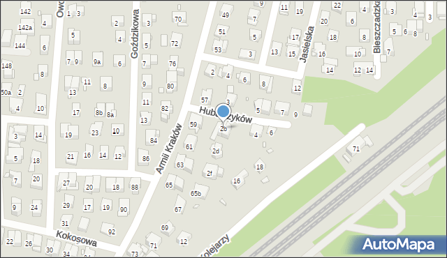 Kraków, Hubalczyków, 2b, mapa Krakowa