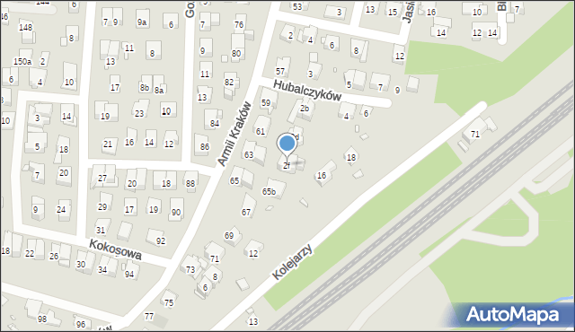 Kraków, Hubalczyków, 2f, mapa Krakowa