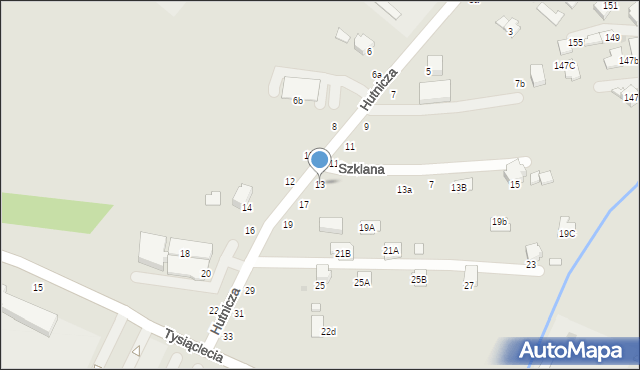 Krosno, Hutnicza, 13, mapa Krosna