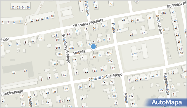 Leszno, Hubala Henryka, mjr., 8, mapa Leszno