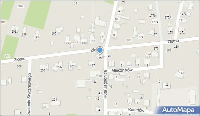 Łódź, Huta Jagodnica, 35, mapa Łodzi