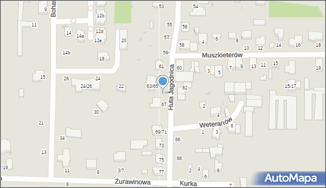Łódź, Huta Jagodnica, 65, mapa Łodzi