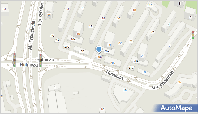 Lublin, Hutnicza, 20C, mapa Lublina
