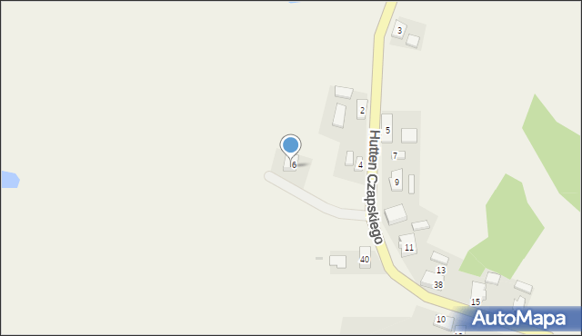 Opalenie, Hutten Czapskiego Jakuba, 6a, mapa Opalenie
