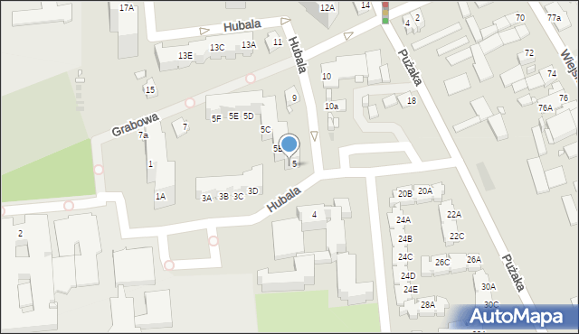 Opole, Hubala Henryka, mjr., 5A, mapa Opola
