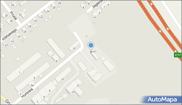 Ostróda, Hurtowa, 16, mapa Ostróda