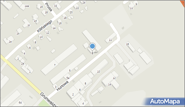 Ostróda, Hurtowa, 9, mapa Ostróda