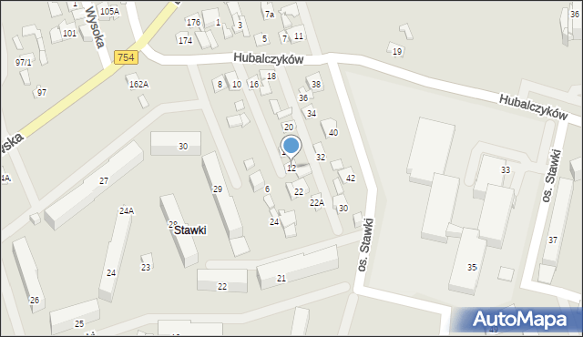 Ostrowiec Świętokrzyski, Hubalczyków, 12, mapa Ostrowiec Świętokrzyski