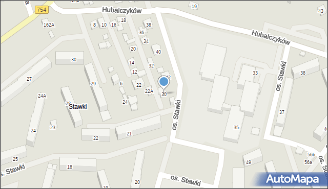 Ostrowiec Świętokrzyski, Hubalczyków, 30, mapa Ostrowiec Świętokrzyski