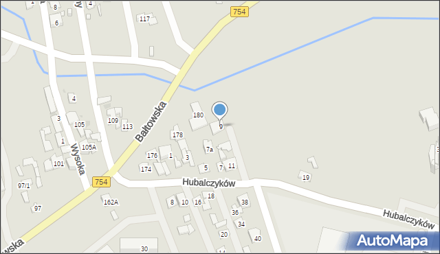 Ostrowiec Świętokrzyski, Hubalczyków, 9, mapa Ostrowiec Świętokrzyski