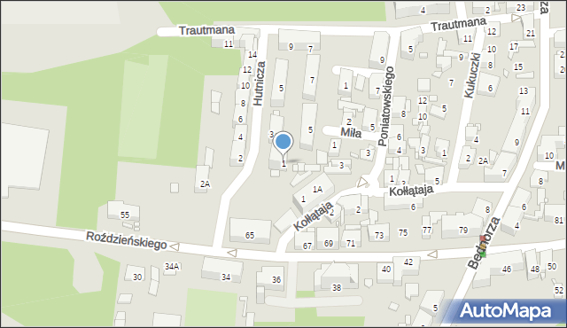 Piekary Śląskie, Hutnicza, 1, mapa Piekary Śląskie
